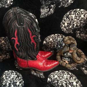Black & Red Cowboy Boots